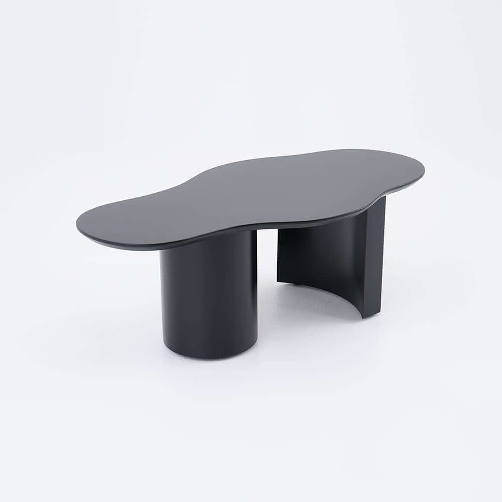 Japandi Cloud Shape Coffee Table, Engineered Wood, White