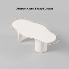 Japandi Cloud Shape Coffee Table, Engineered Wood, White