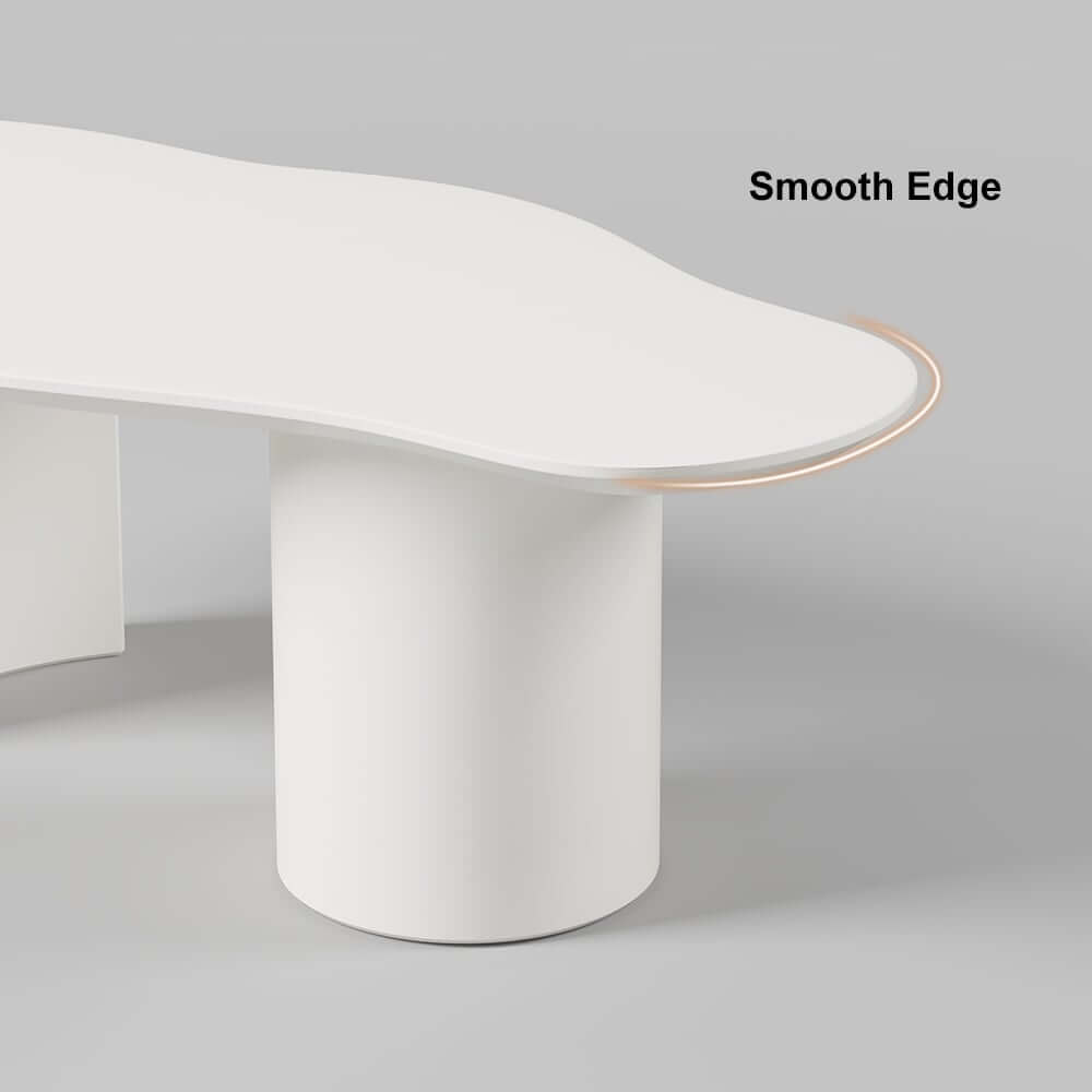 Japandi Cloud Shape Coffee Table, Engineered Wood, White