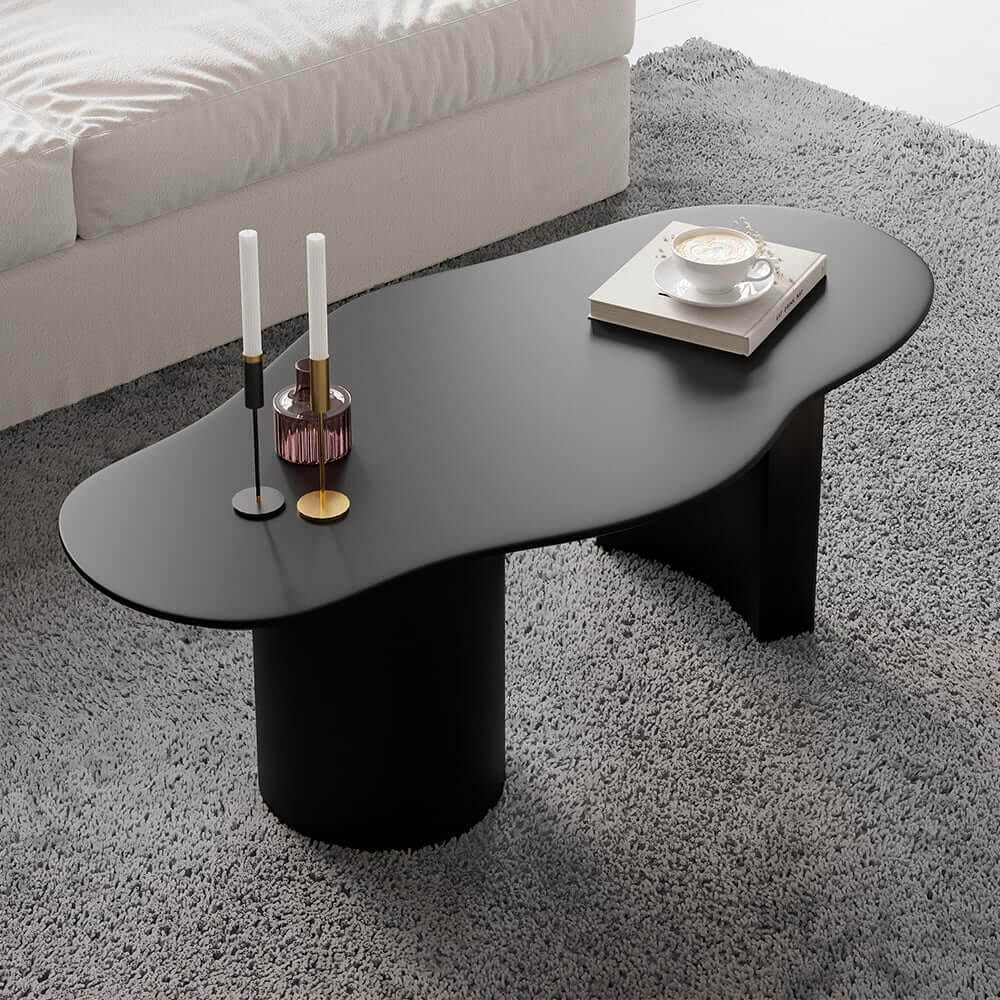 Japandi Cloud Shape Coffee Table, Engineered Wood, White