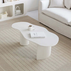 Japandi Cloud Shape Coffee Table, Engineered Wood, White