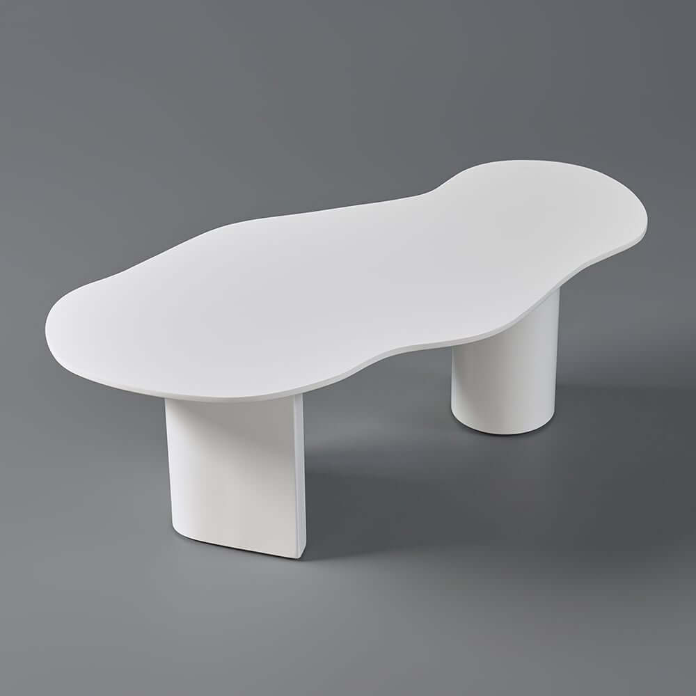 Japandi Cloud Shape Coffee Table, Engineered Wood, White
