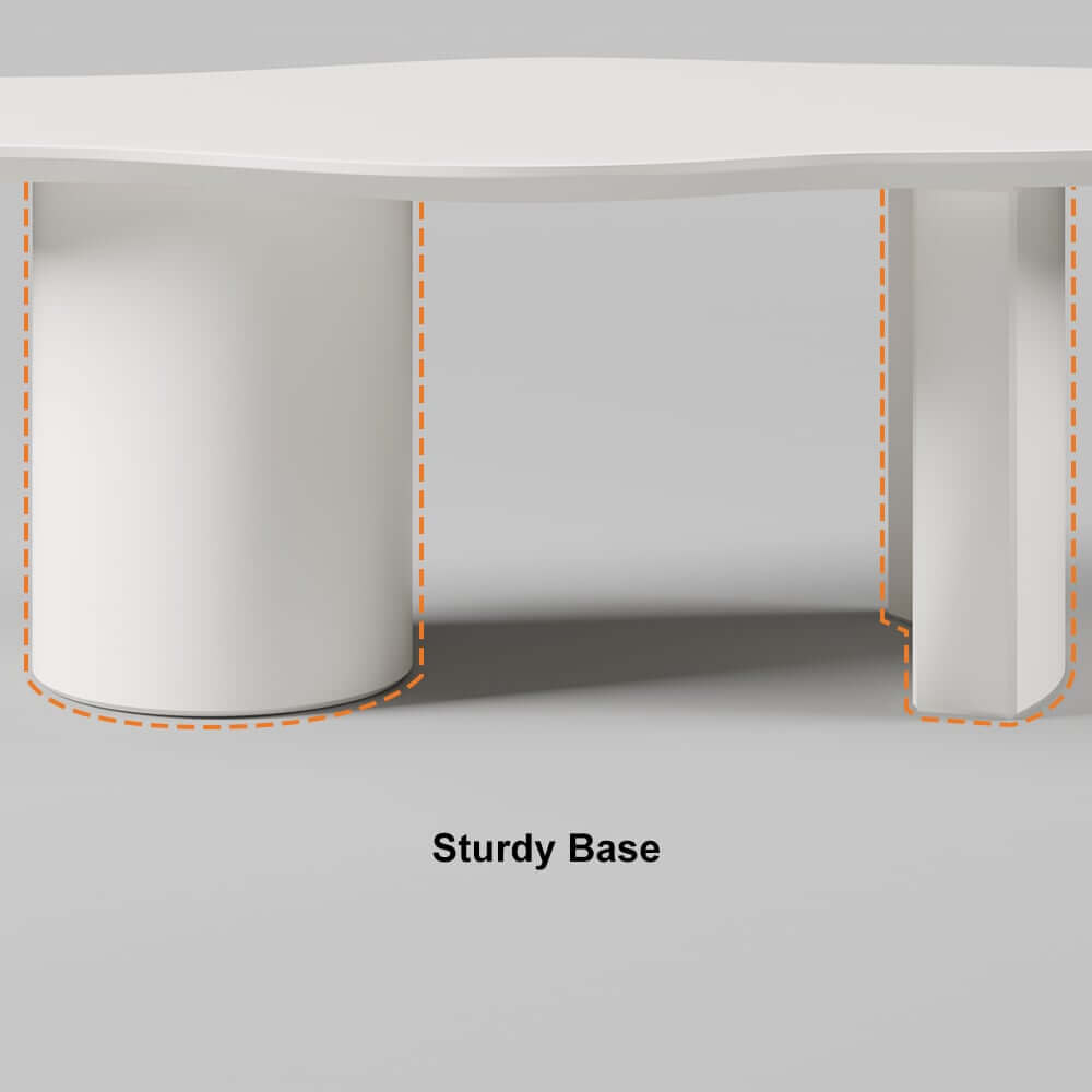 Japandi Cloud Shape Coffee Table, Engineered Wood, White