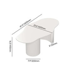Japandi Cloud Shape Coffee Table, Engineered Wood, White Dimensions