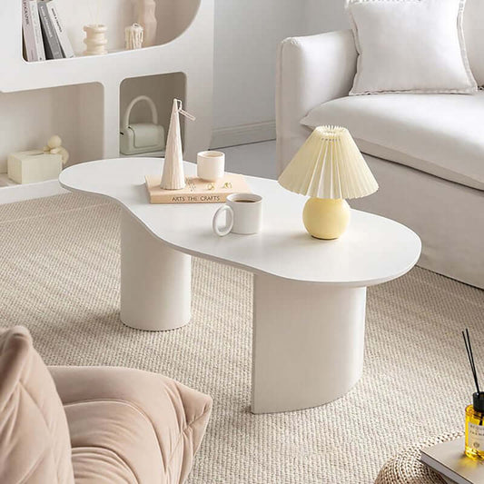 Japandi Cloud Shape Coffee Table, Engineered Wood, White Main Product Image