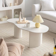 Japandi Cloud Shape Coffee Table, Engineered Wood, White Main Product Image