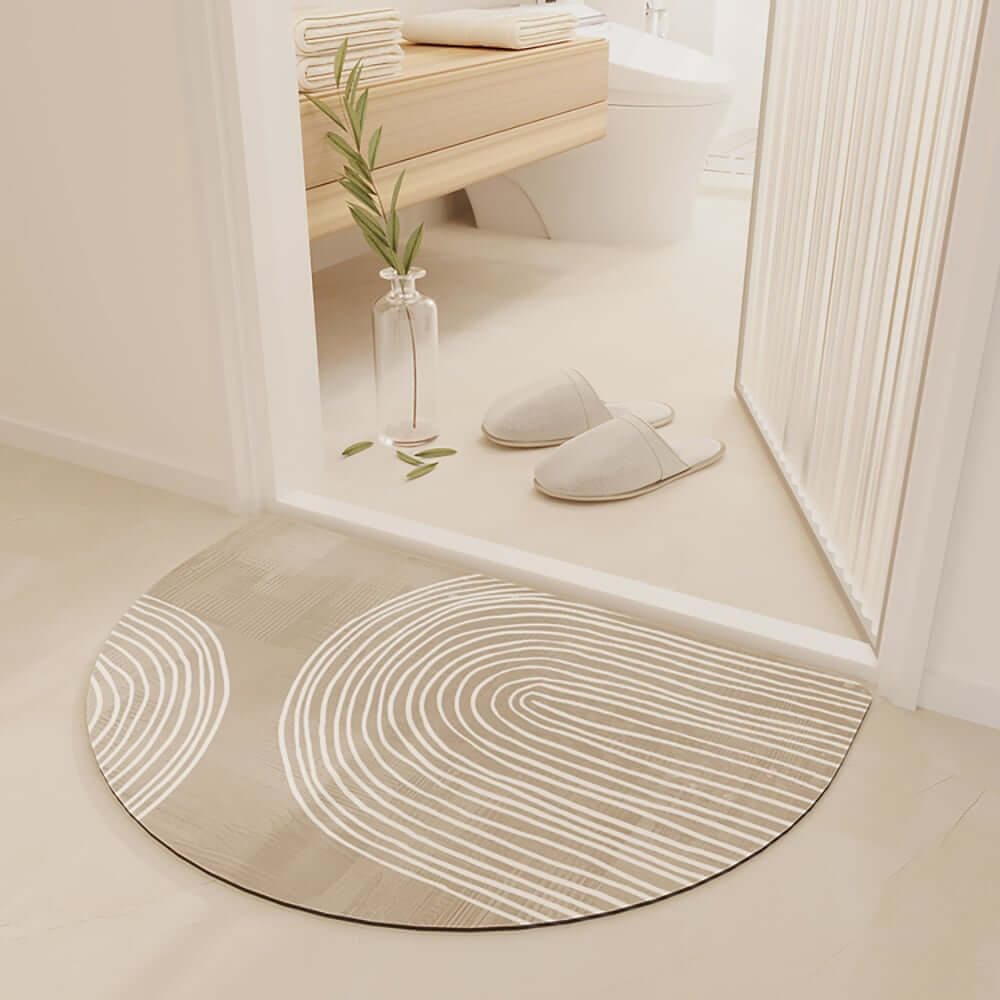 Japandi Diatom Mud Bath Rug Set of 4 in Oats Abstract Design