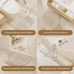 Japandi Diatom Mud Bath Rug Set of 4 in Oats Abstract Design