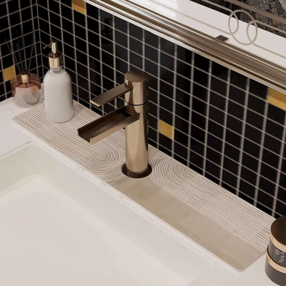 Japandi Diatom Mud Bath Rug Set of 4 in Oats Abstract Design