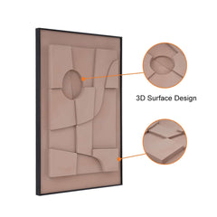 Japandi Geometric Wall Art Set with 3D Effect in MDF and Aluminum Frame