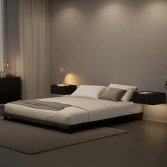 Japandi King Bed Frame, Rubberwood, Minimalist Design