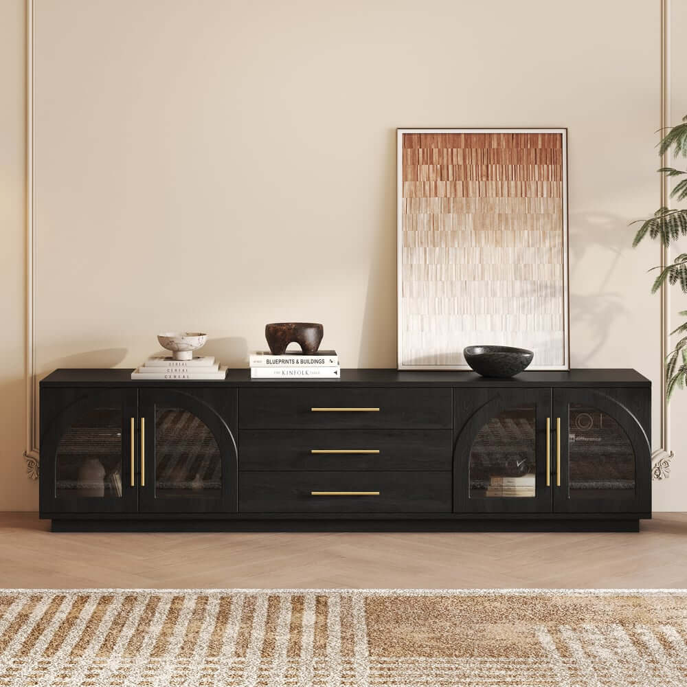 Japandi LED TV Stand With Soft-Close Drawers - Ash Veneer