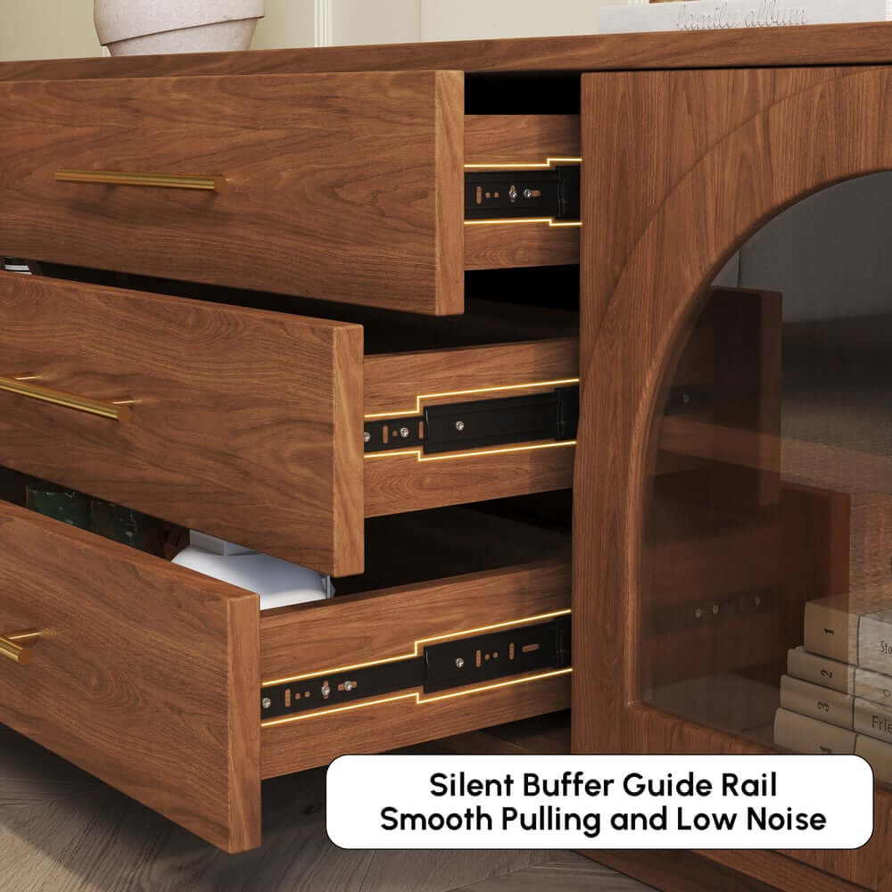 Japandi LED TV Stand With Soft-Close Drawers - Ash Veneer