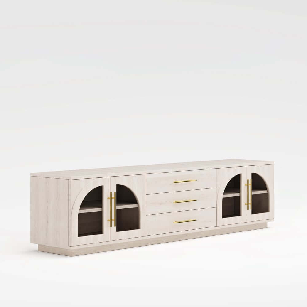 Japandi LED TV Stand With Soft-Close Drawers - Ash Veneer