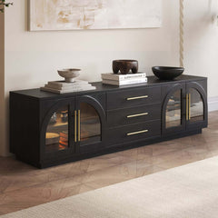 Japandi LED TV Stand With Soft-Close Drawers - Ash Veneer