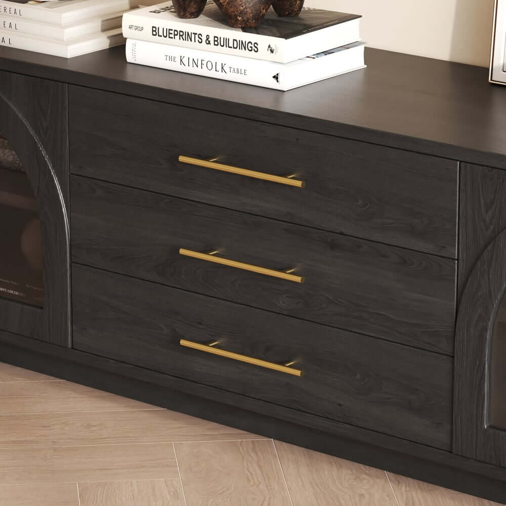 Japandi LED TV Stand With Soft-Close Drawers - Ash Veneer