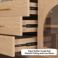 Japandi LED TV Stand With Soft-Close Drawers - Ash Veneer