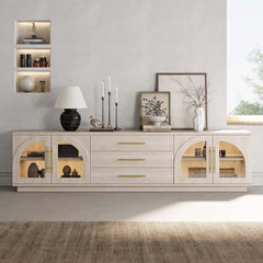 Japandi LED TV Stand With Soft-Close Drawers - Ash Veneer