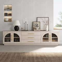 Japandi LED TV Stand With Soft-Close Drawers - Ash Veneer