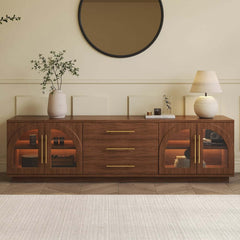 Japandi LED TV Stand With Soft-Close Drawers - Ash Veneer