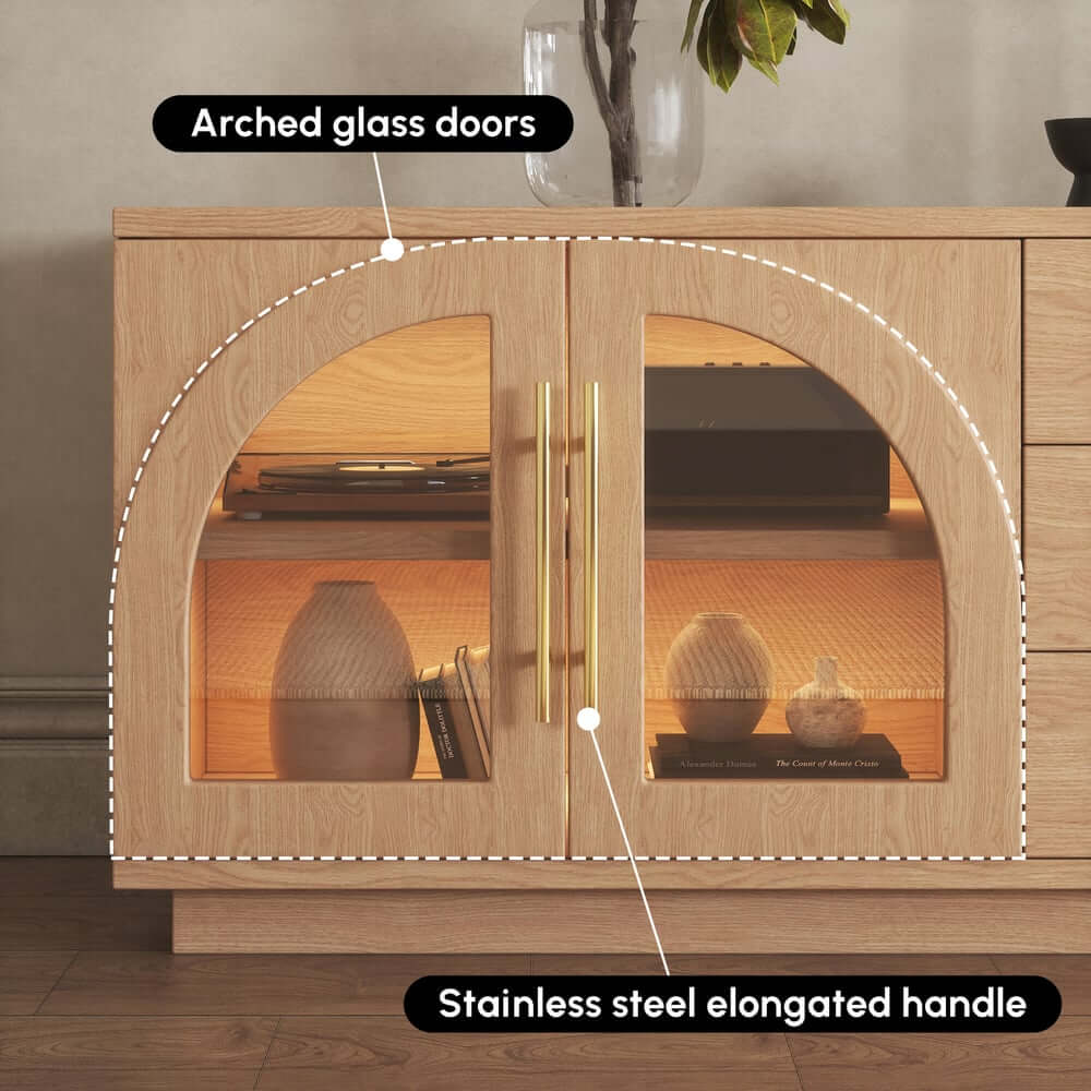Japandi LED TV Stand With Soft-Close Drawers - Ash Veneer