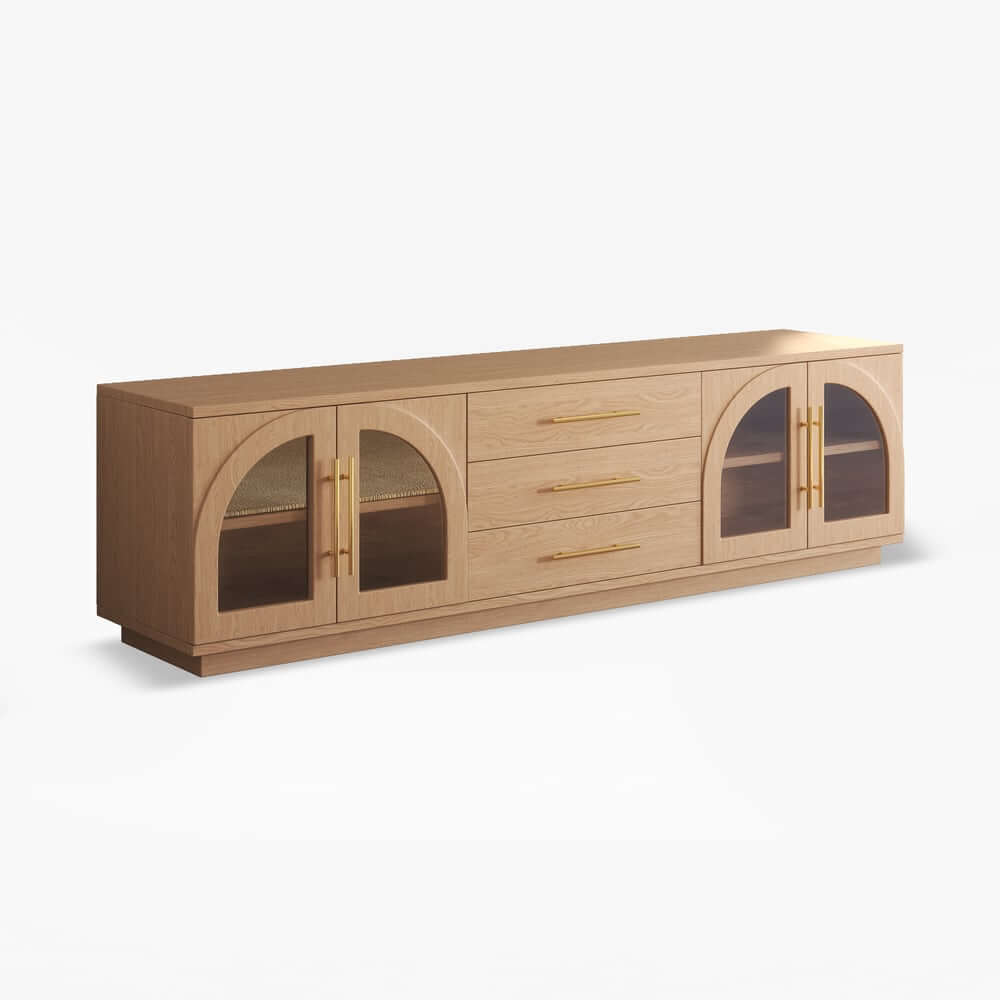 Japandi LED TV Stand With Soft-Close Drawers - Ash Veneer
