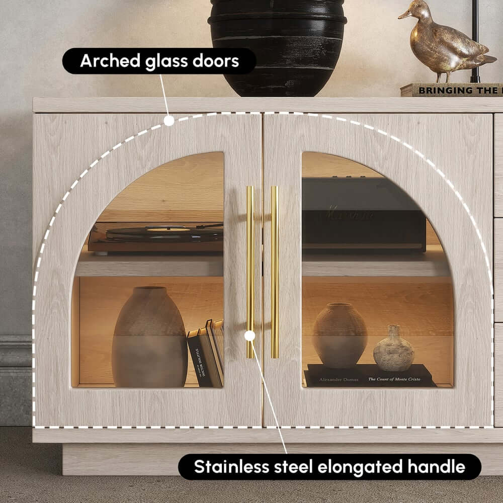 Japandi LED TV Stand With Soft-Close Drawers - Ash Veneer