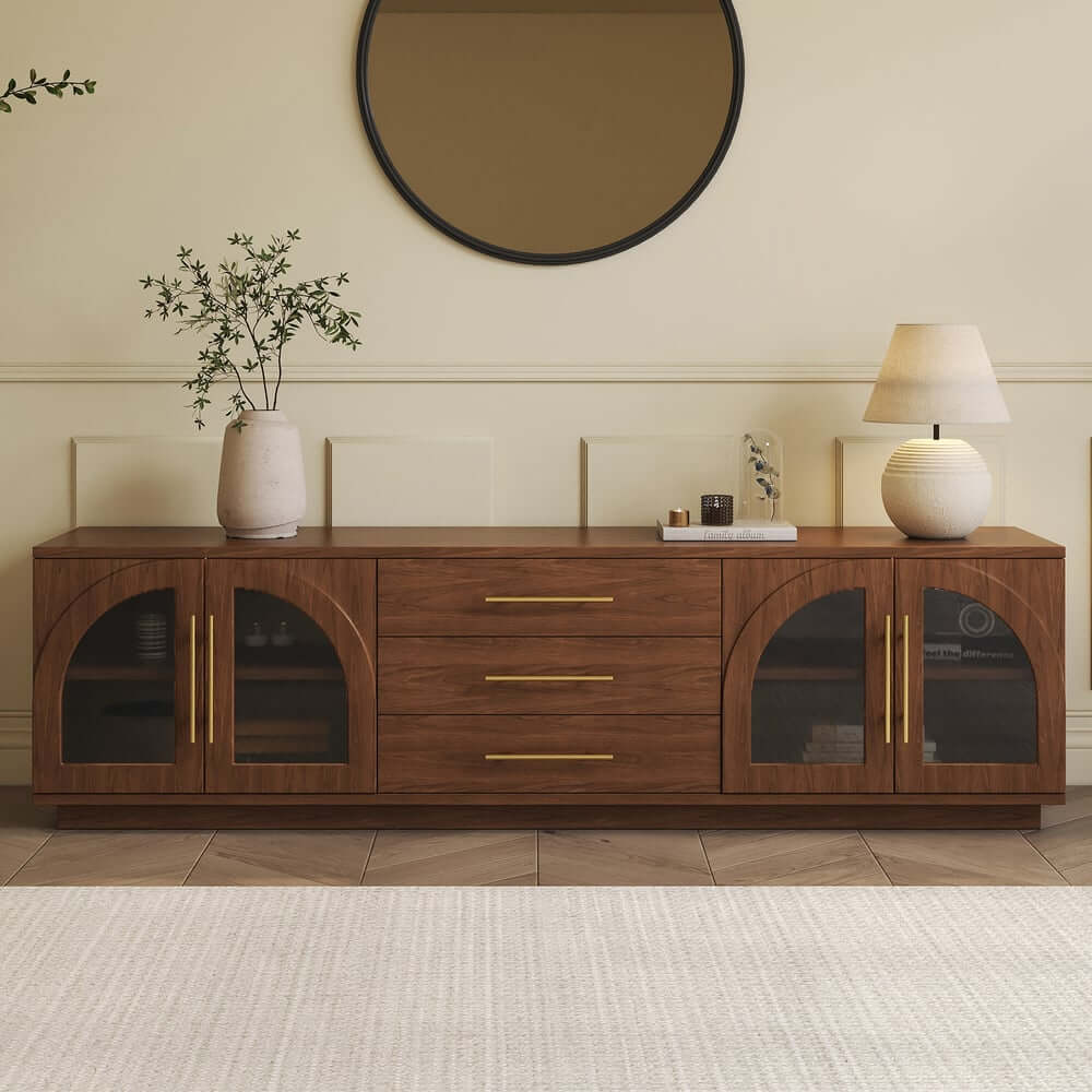 Japandi LED TV Stand With Soft-Close Drawers - Ash Veneer
