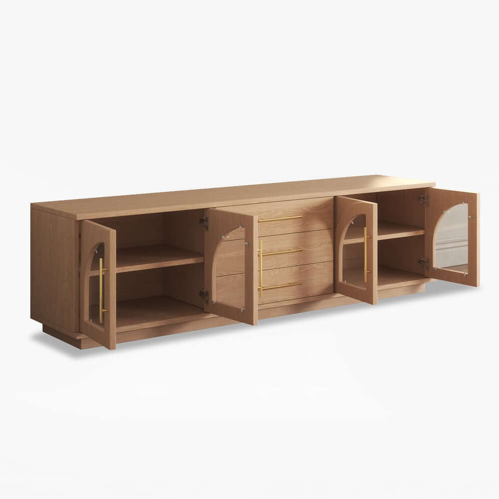 Japandi LED TV Stand With Soft-Close Drawers - Ash Veneer