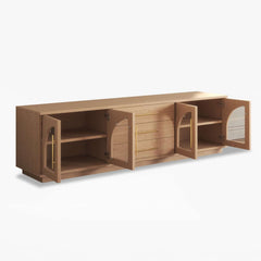 Japandi LED TV Stand With Soft-Close Drawers - Ash Veneer