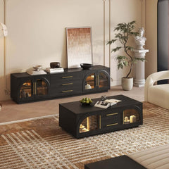 Japandi LED TV Stand With Soft-Close Drawers - Ash Veneer