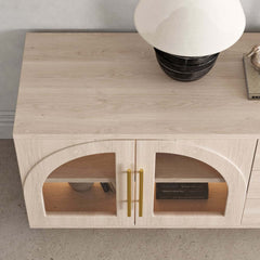 Japandi LED TV Stand With Soft-Close Drawers - Ash Veneer