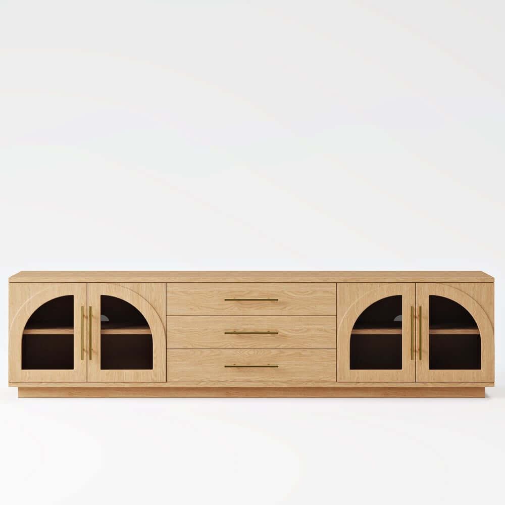 Japandi LED TV Stand With Soft-Close Drawers - Ash Veneer