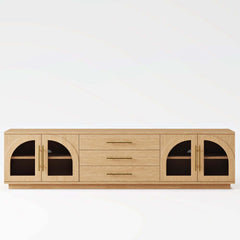 Japandi LED TV Stand With Soft-Close Drawers - Ash Veneer