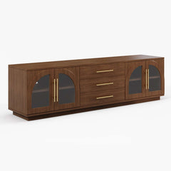 Japandi LED TV Stand With Soft-Close Drawers - Ash Veneer