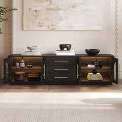 Japandi LED TV Stand With Soft-Close Drawers - Ash Veneer