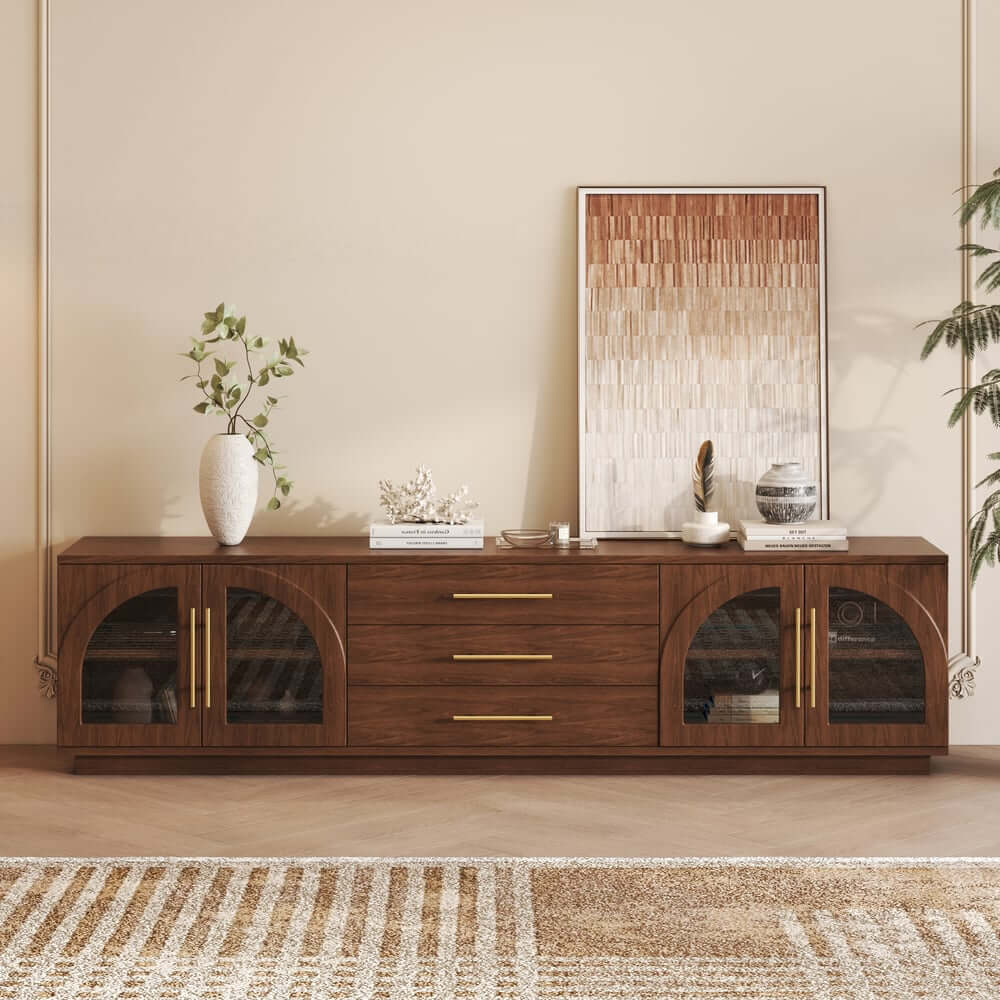Japandi LED TV Stand With Soft-Close Drawers - Ash Veneer