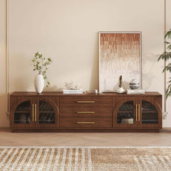 Japandi LED TV Stand With Soft-Close Drawers - Ash Veneer