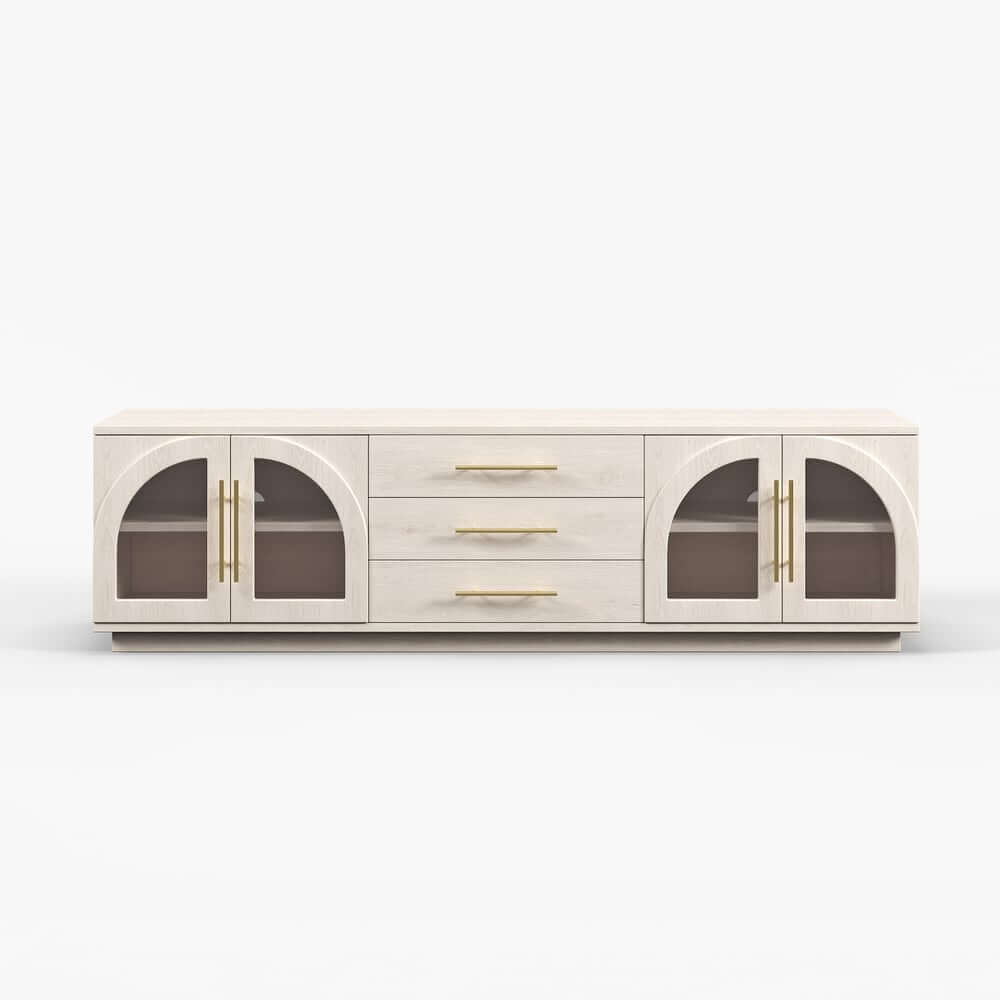 Japandi LED TV Stand With Soft-Close Drawers - Ash Veneer