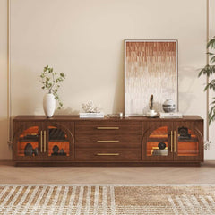 Japandi LED TV Stand With Soft-Close Drawers - Ash Veneer