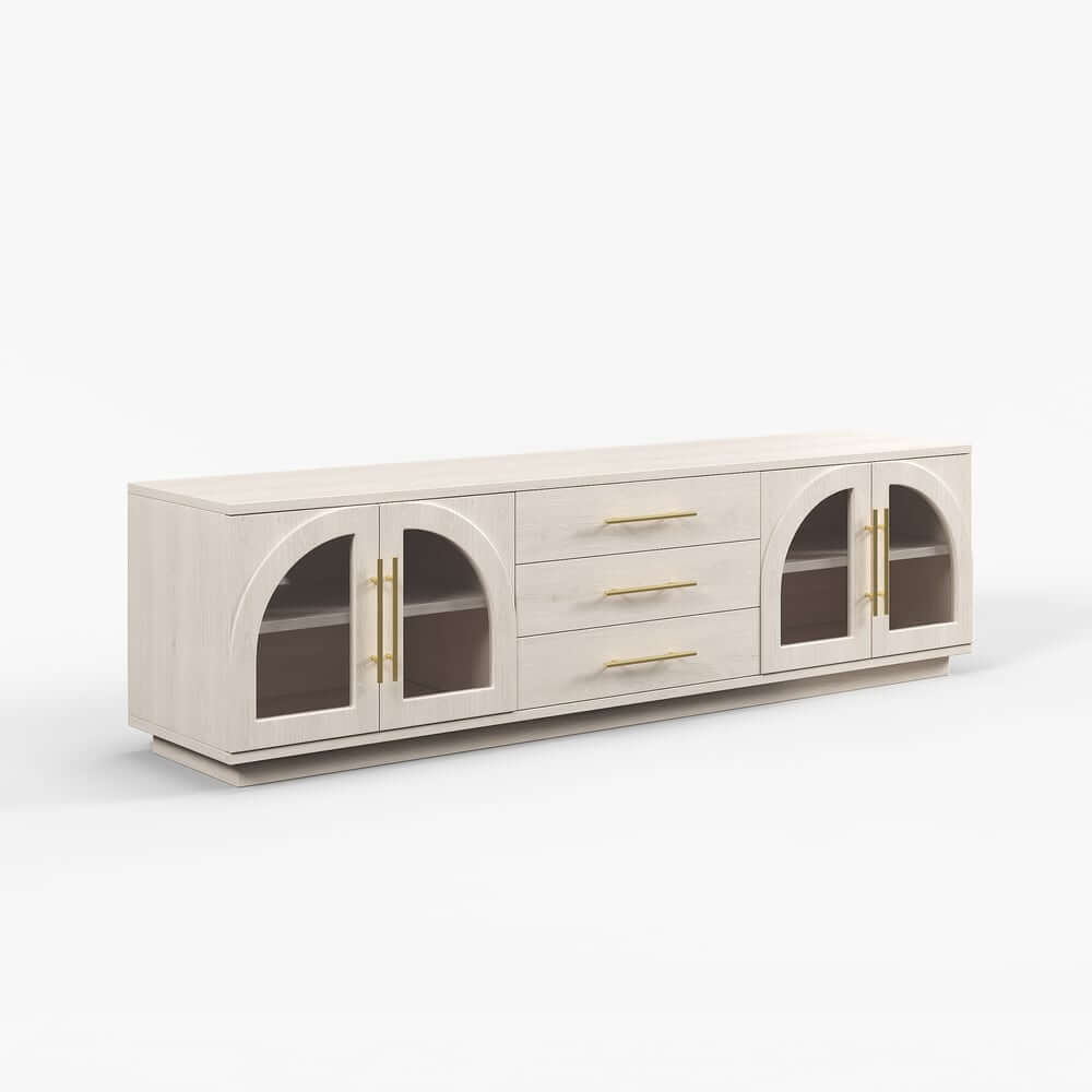 Japandi LED TV Stand With Soft-Close Drawers - Ash Veneer