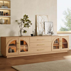 Japandi LED TV Stand With Soft-Close Drawers - Ash Veneer
