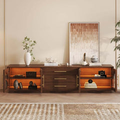 Japandi LED TV Stand With Soft-Close Drawers - Ash Veneer