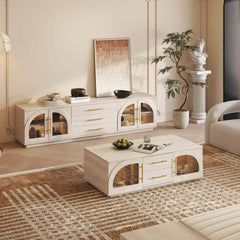 Japandi LED TV Stand With Soft-Close Drawers - Ash Veneer