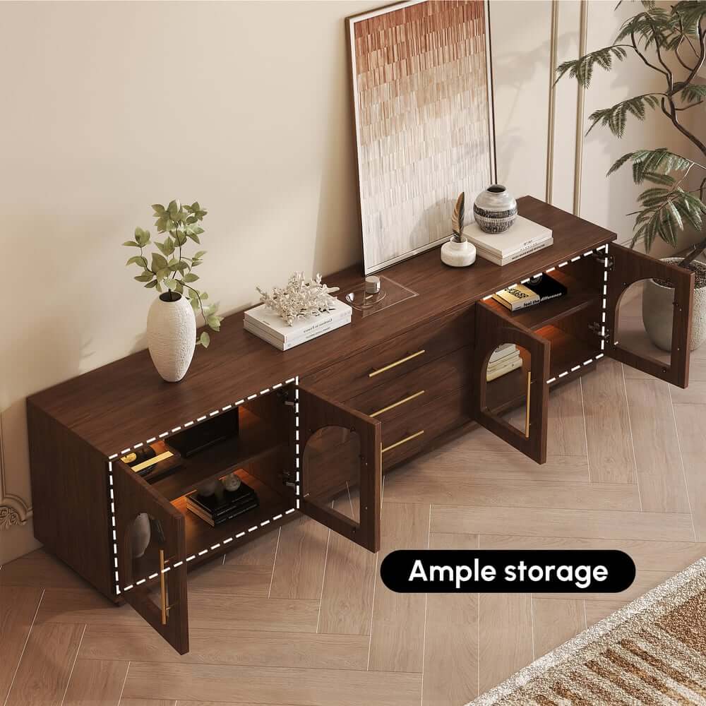 Japandi LED TV Stand With Soft-Close Drawers - Ash Veneer