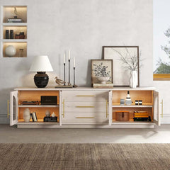 Japandi LED TV Stand With Soft-Close Drawers - Ash Veneer