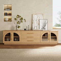 Japandi LED TV Stand With Soft-Close Drawers - Ash Veneer