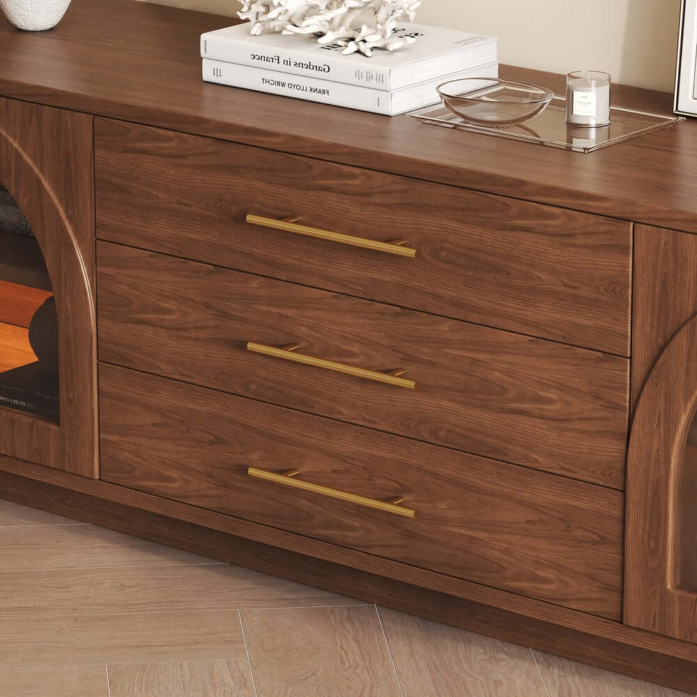 Japandi LED TV Stand With Soft-Close Drawers - Ash Veneer
