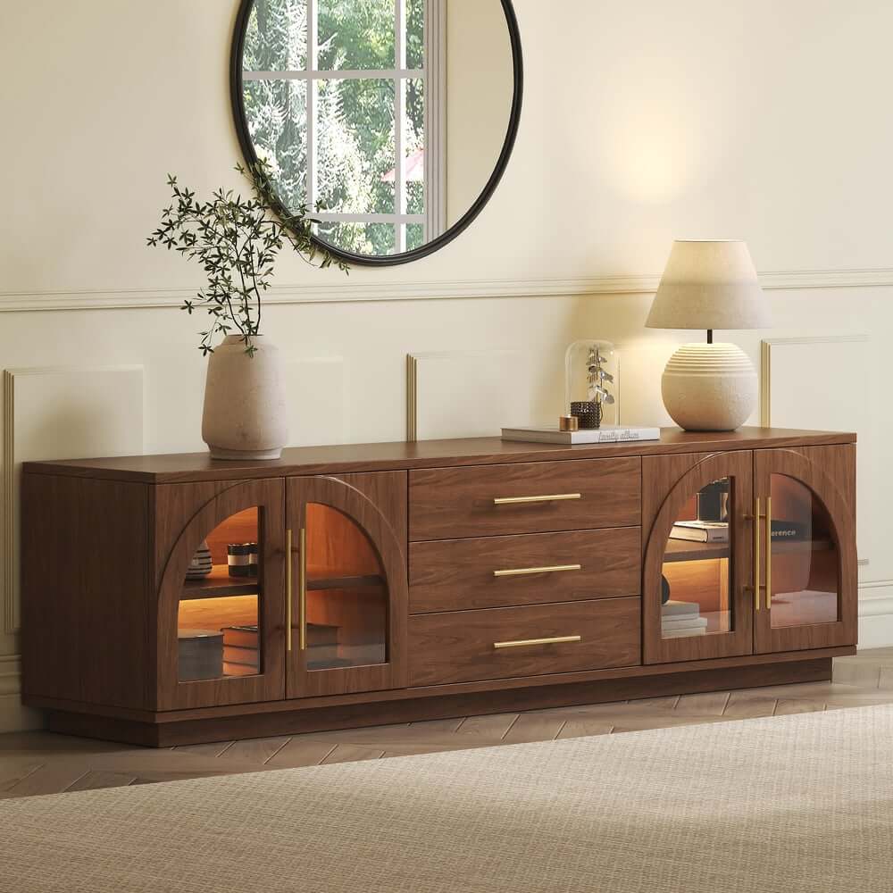 Japandi LED TV Stand With Soft-Close Drawers - Ash Veneer