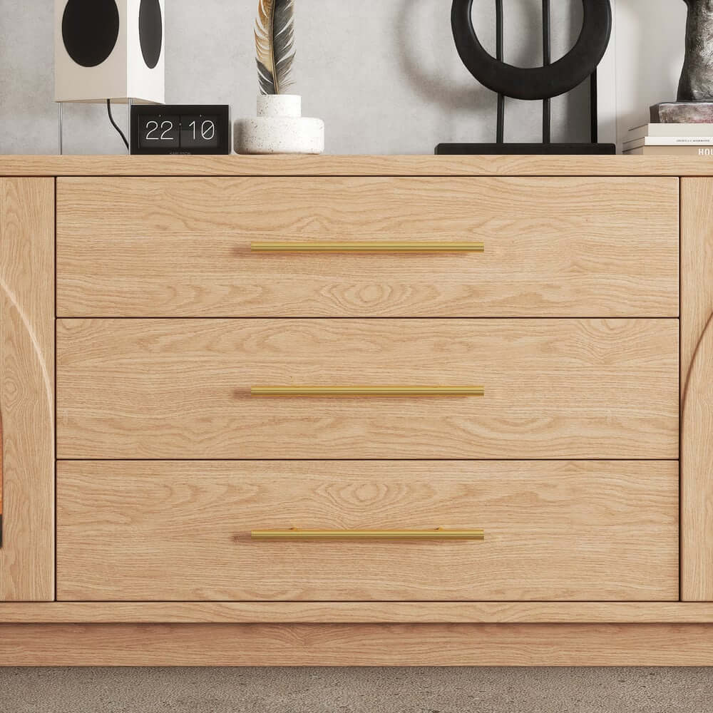 Japandi LED TV Stand With Soft-Close Drawers - Ash Veneer